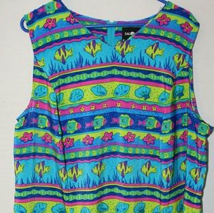 Sag Harbor Women Dress Size 20WTropical Fish Theme